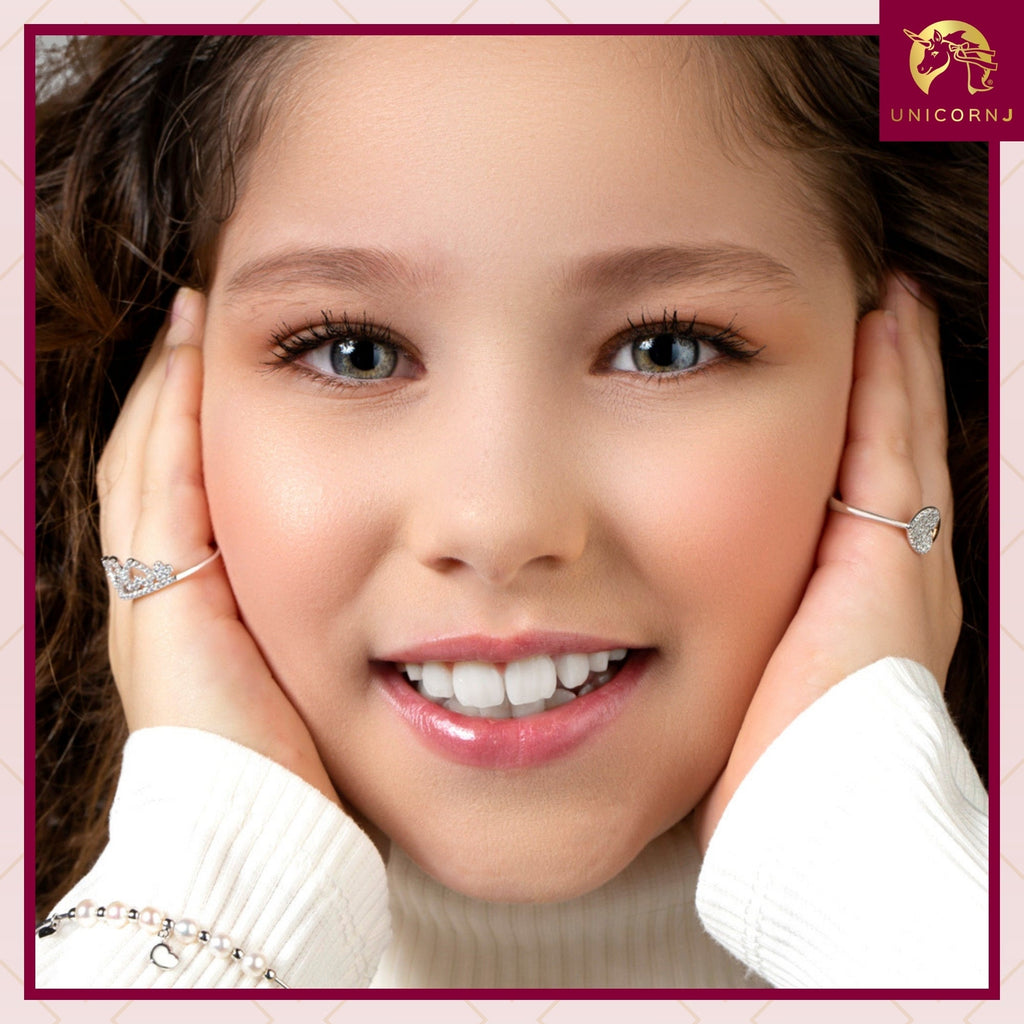 UNICORNJ 14K White and Rose or White and Yellow Gold Open Ring Hearts Polished and Pave CZ Italy
