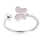 Adjustable Butterfly Ring in Sterling Silver Pavé with CZ Pink or Purple