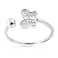Adjustable Butterfly Ring in Sterling Silver Pavé with CZ Pink or Purple