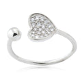 Adjustable Heart Ring in Sterling Silver Pavé with CZ