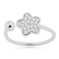 Adjustable Flower Ring in Sterling Silver Pavé with CZ