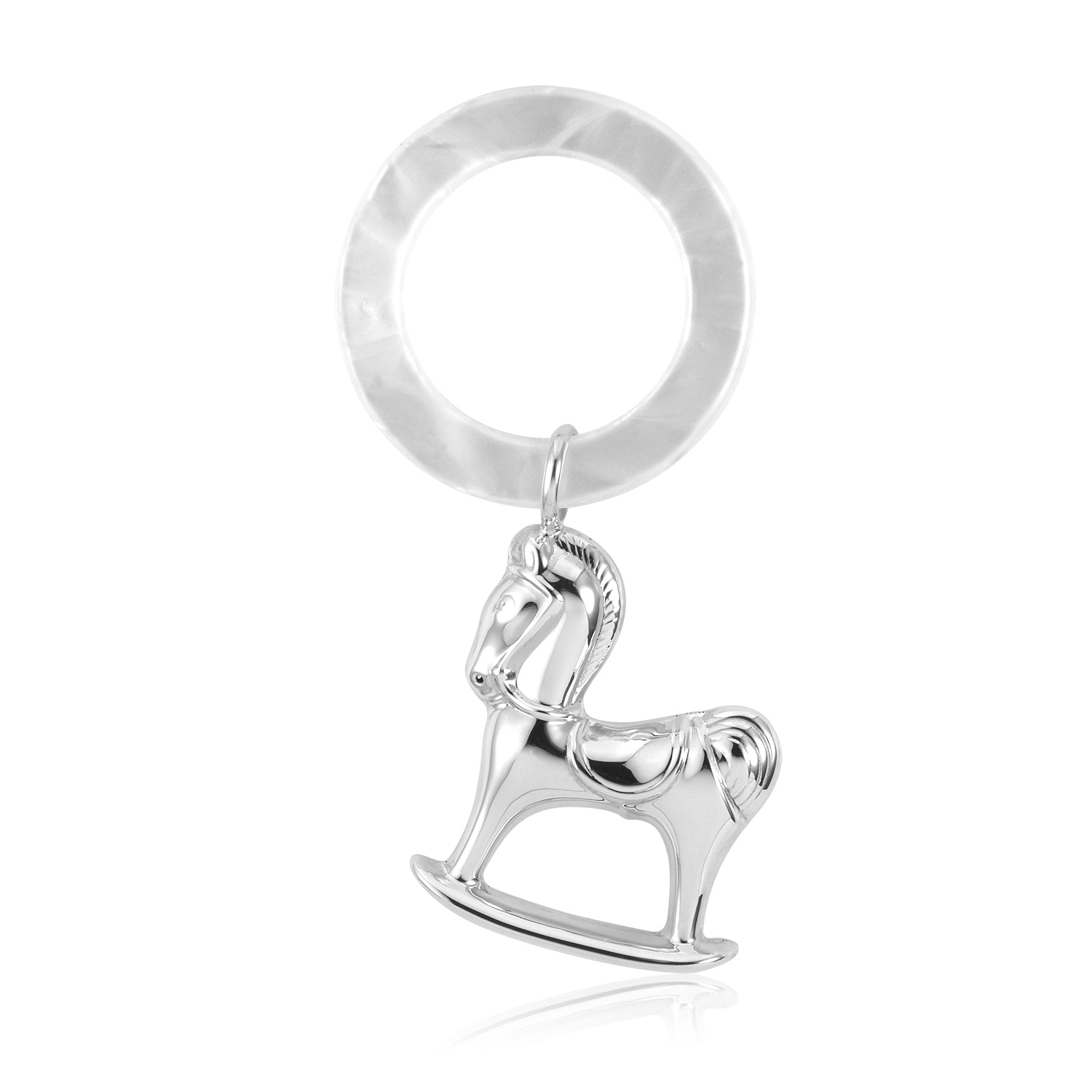 UNICORNJ Sterling Silver Keepsake Baby Rattle Rocking Horse | Complete with Gift Box | Gift for Baby | Made in Italy