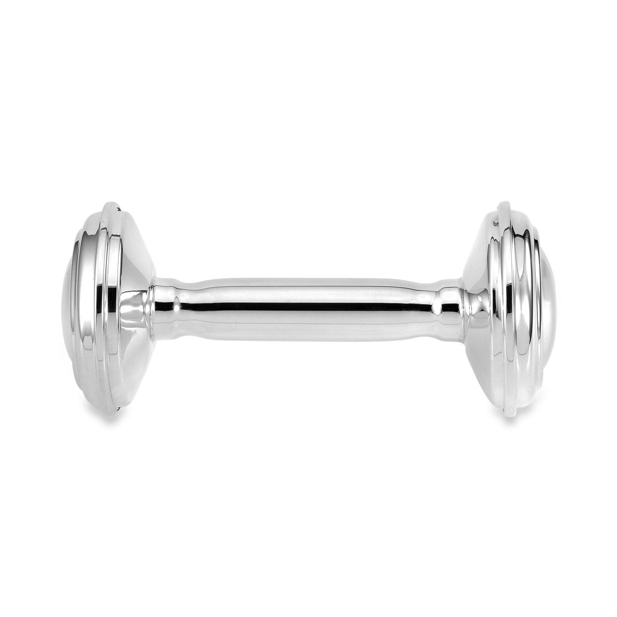 UNICORNJ Sterling Silver Keepsake Baby Rattle Barbell Personalized with Engraved Initials or Name | Complete with Gift Box | Gift for Baby | Made in Italy