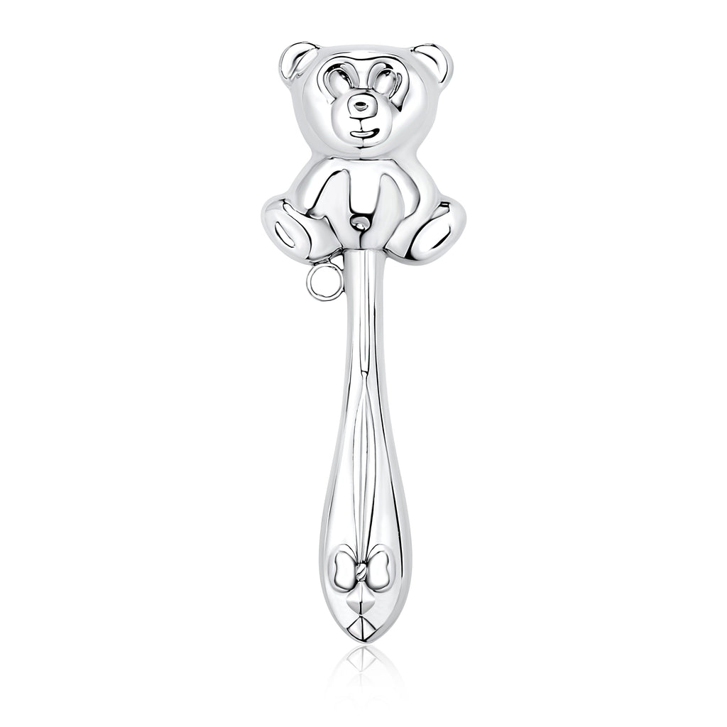 UNICORNJ Sterling Silver Keepsake Baby Rattle Teddy Bear Victorian Style | Complete with Gift Box | Gift for Baby | Made in Italy