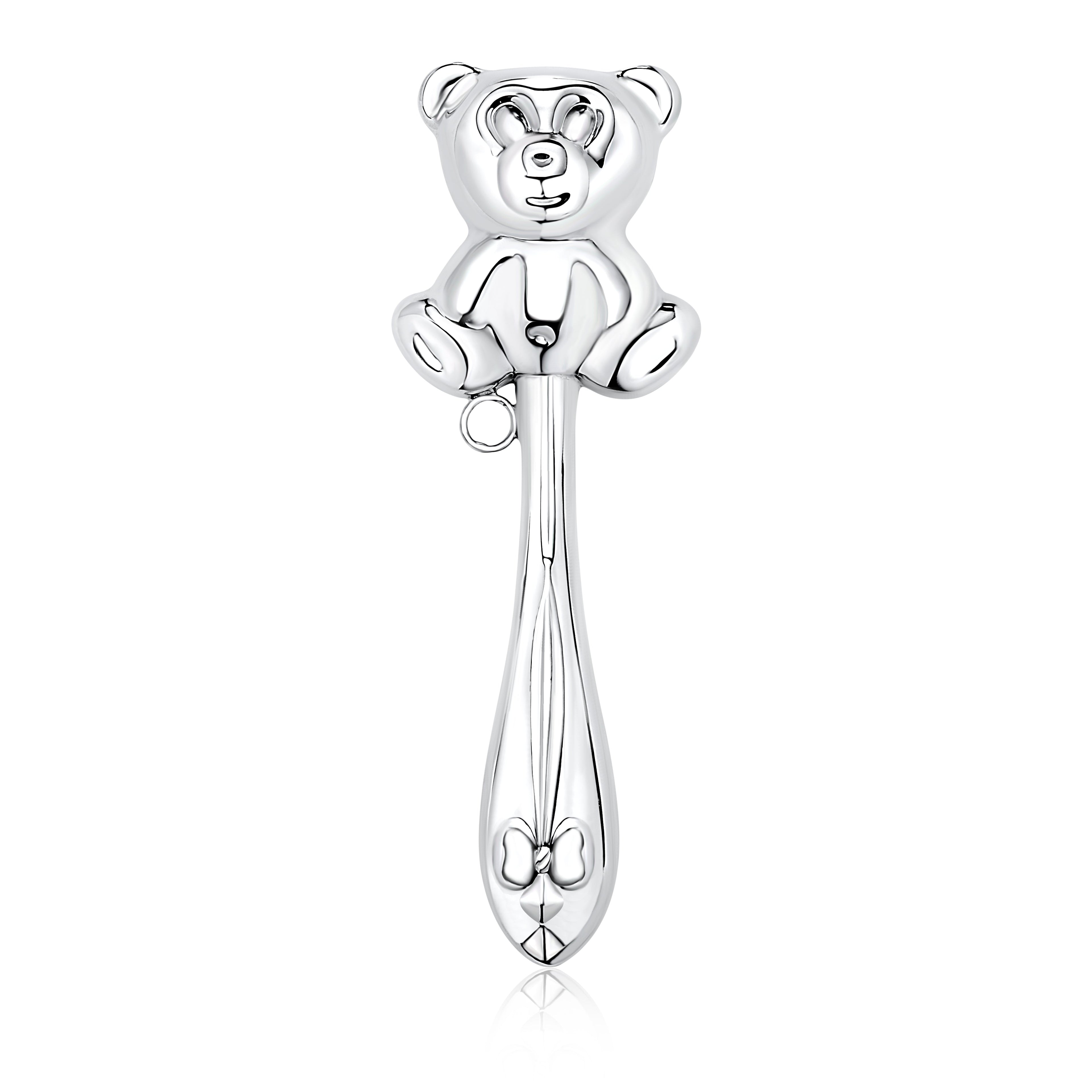 UNICORNJ Sterling Silver Keepsake Baby Rattle Teddy Bear Victorian Style | Complete with Gift Box | Gift for Baby | Made in Italy
