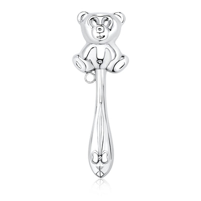 UNICORNJ Sterling Silver Keepsake Baby Rattle Teddy Bear Victorian Style | Complete with Gift Box | Gift for Baby | Made in Italy