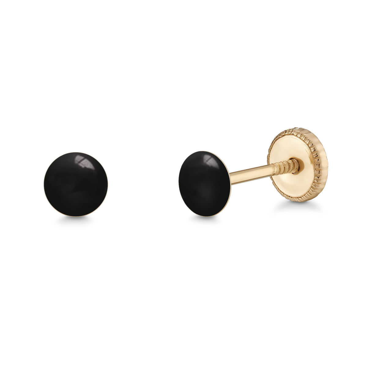 14k Gold Stud Earrings for Women and Girls Round Dot Hand Painted Enamel Colors 4mm Second Piercing Earrings Screwback