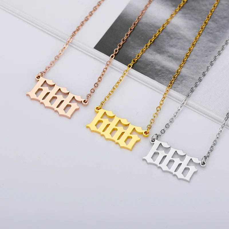 Vintage 111 444 555 666 777 888 999 Angel Number Necklace For Women Stainless Steel Chains Collar Choker Goth Aesthetic Jewelry
