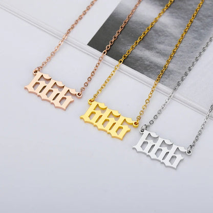 Vintage 111 444 555 666 777 888 999 Angel Number Necklace For Women Stainless Steel Chains Collar Choker Goth Aesthetic Jewelry