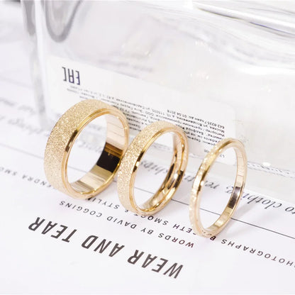 SUNIBI Frosted Stainless Steel Ring for Women Fashion Simple Gold Color Finger Rings Wedding Gifts Girls Jewelry Wholesale