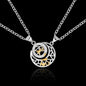 2Pcs Simple Matching Sun Moon Pendant Couple Necklace I Love You Jewelry