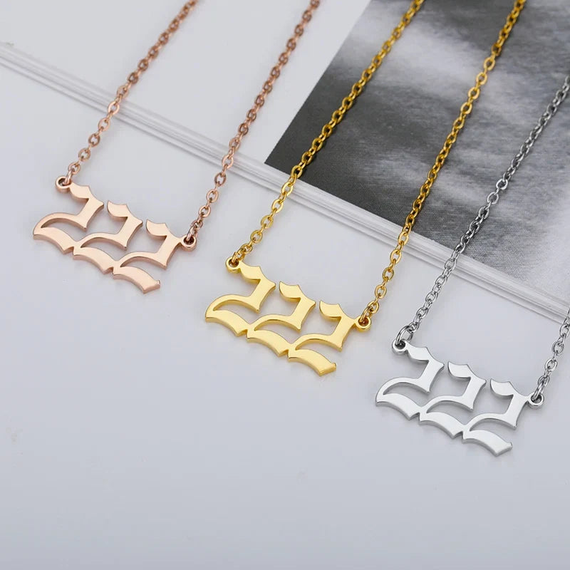 Vintage 111 444 555 666 777 888 999 Angel Number Necklace For Women Stainless Steel Chains Collar Choker Goth Aesthetic Jewelry