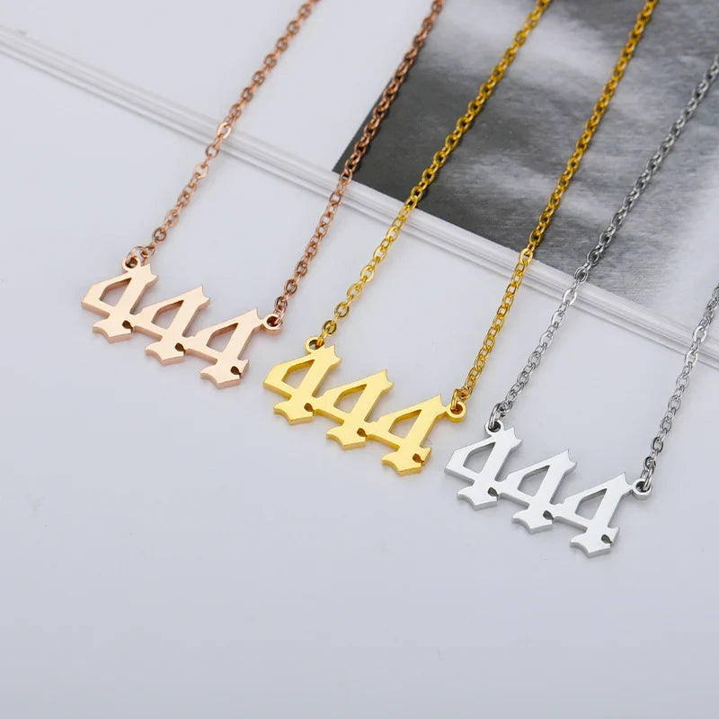 Vintage 111 444 555 666 777 888 999 Angel Number Necklace For Women Stainless Steel Chains Collar Choker Goth Aesthetic Jewelry
