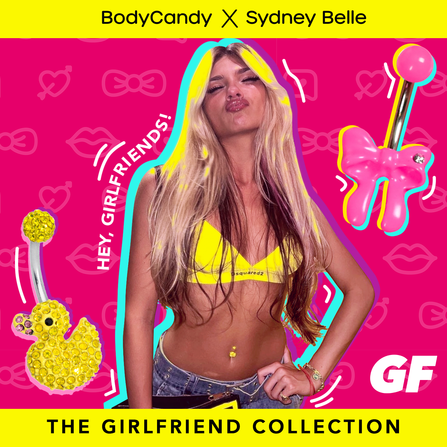 Sydney Belle Girlfriend Collection Yellow Pink CZ Gem Rubber Duck Ducky Belly Ring
