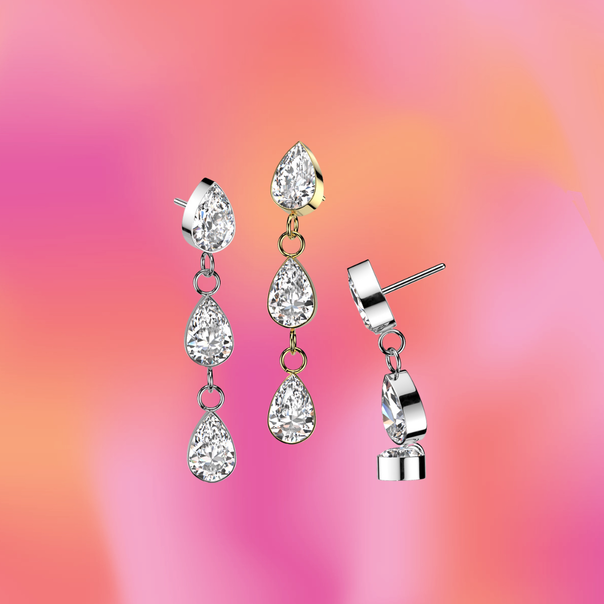 Cascading Teardrop Flat Back Stud
