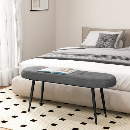 47 Inch Upholstered Entryway Bench with Heavy-duty Metal Frame