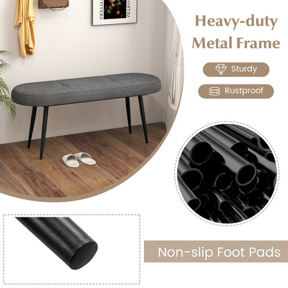 47 Inch Upholstered Entryway Bench with Heavy-duty Metal Frame