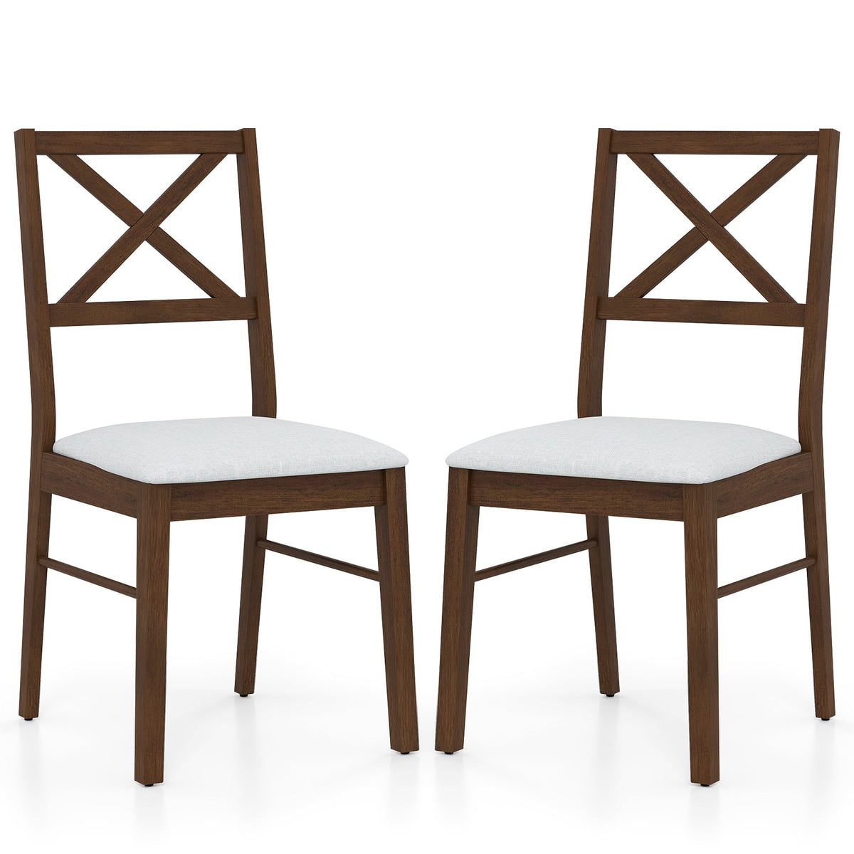 Upholstered Side Dining Chairs Set of 2 with Rubber Wood Frame