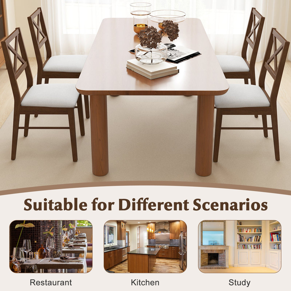 Upholstered Side Dining Chairs Set of 2 with Rubber Wood Frame
