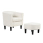 Upholstered Teddy Velvet Club Barrel Chair with Ottoman with Footrest