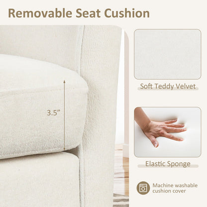Upholstered Teddy Velvet Club Barrel Chair with Ottoman with Footrest