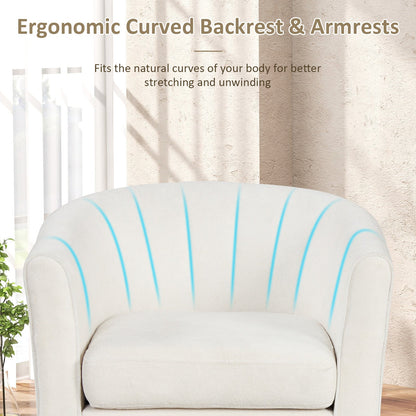 Upholstered Teddy Velvet Club Barrel Chair with Ottoman with Footrest