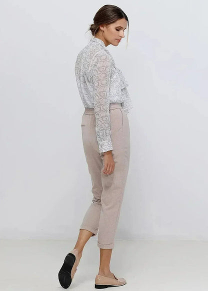 Tie Neck Sheer Blouse In Ivory Silver | FEMSTYLO