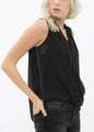 Women's Surplice Sleeveless Blouse In Black | Femstylo