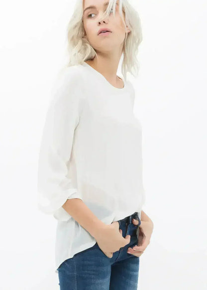 Blush & Cream Cross Hem Blouse For Women | Femstylo