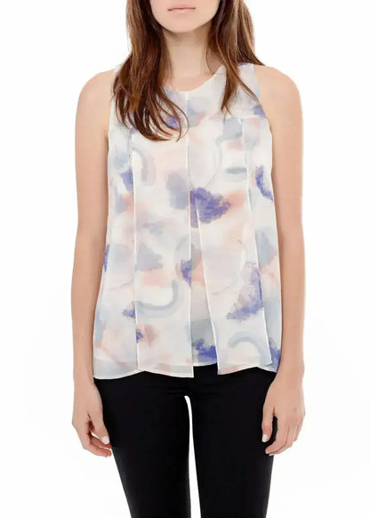 Women's Sleeveless Slit Blouse In Water Color | Femstylo