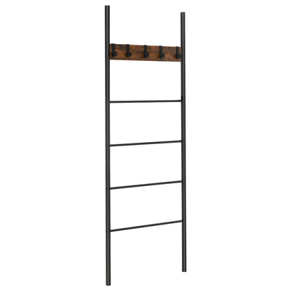Wall-Leaning Decorative Blanket Holder with 5 Removable Hooks