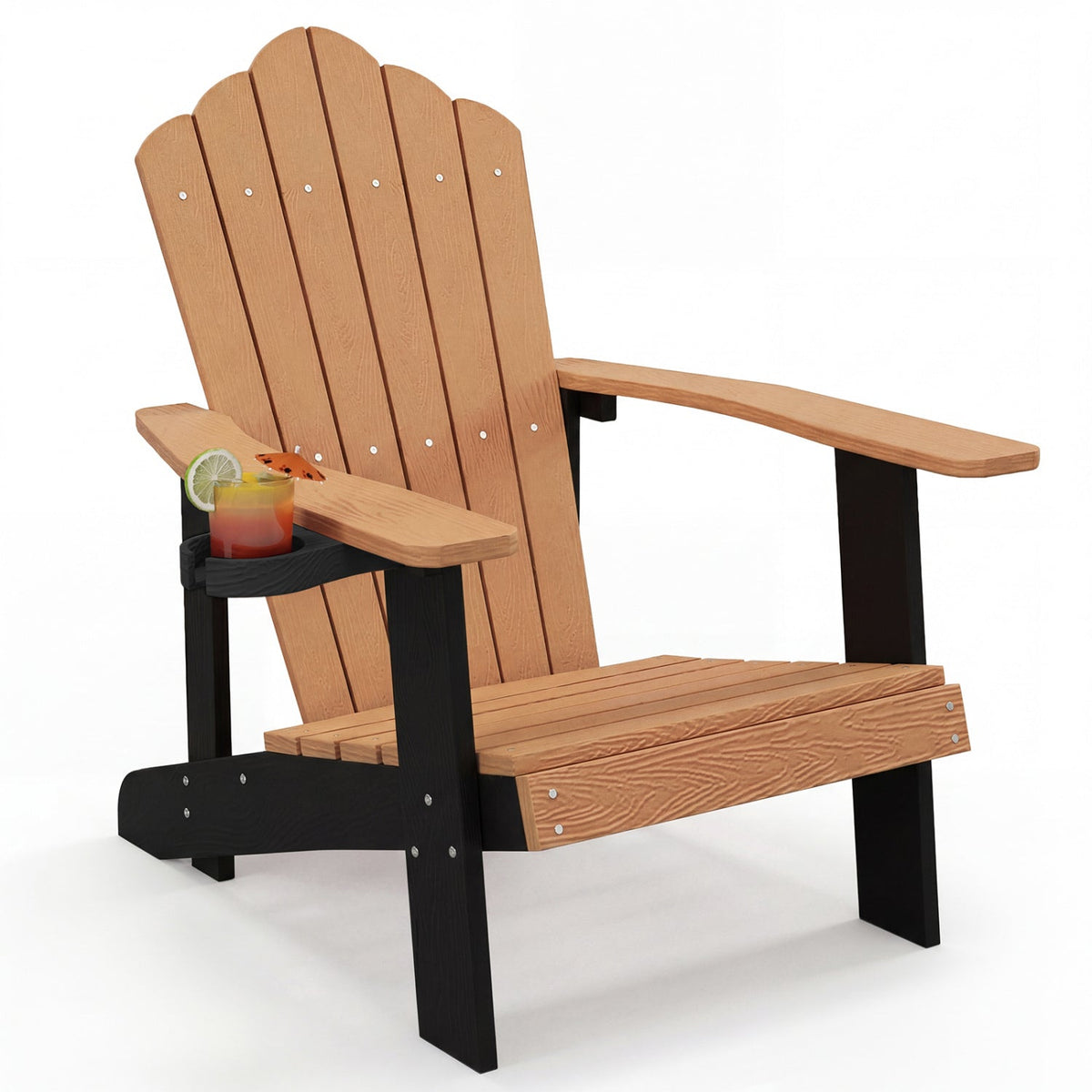 Weather Resistant HIPS Outdoor Adirondack Chair with Cup Holder
