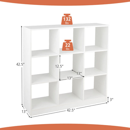 Modern 9-Cube Bookcase with 2 Anti-Tipping Kits for Books Toys Ornaments-White