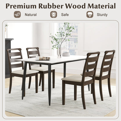 Polyester Upholstered Wooden Dining Chair Set of 2-Walnut