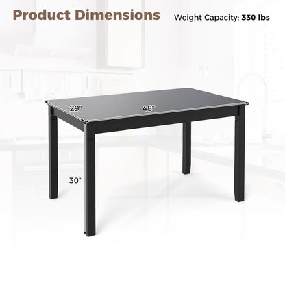 48-Inch Wooden Dining Table for 4 People Rectangular Kitchen Table with Rubber Wood Legs