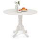 Wooden Dining Table with Round Tabletop and Curved Trestle Legs
