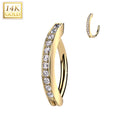 14k Solid Yellow Gold Cubic Zirconia Segment Style Belly Ring