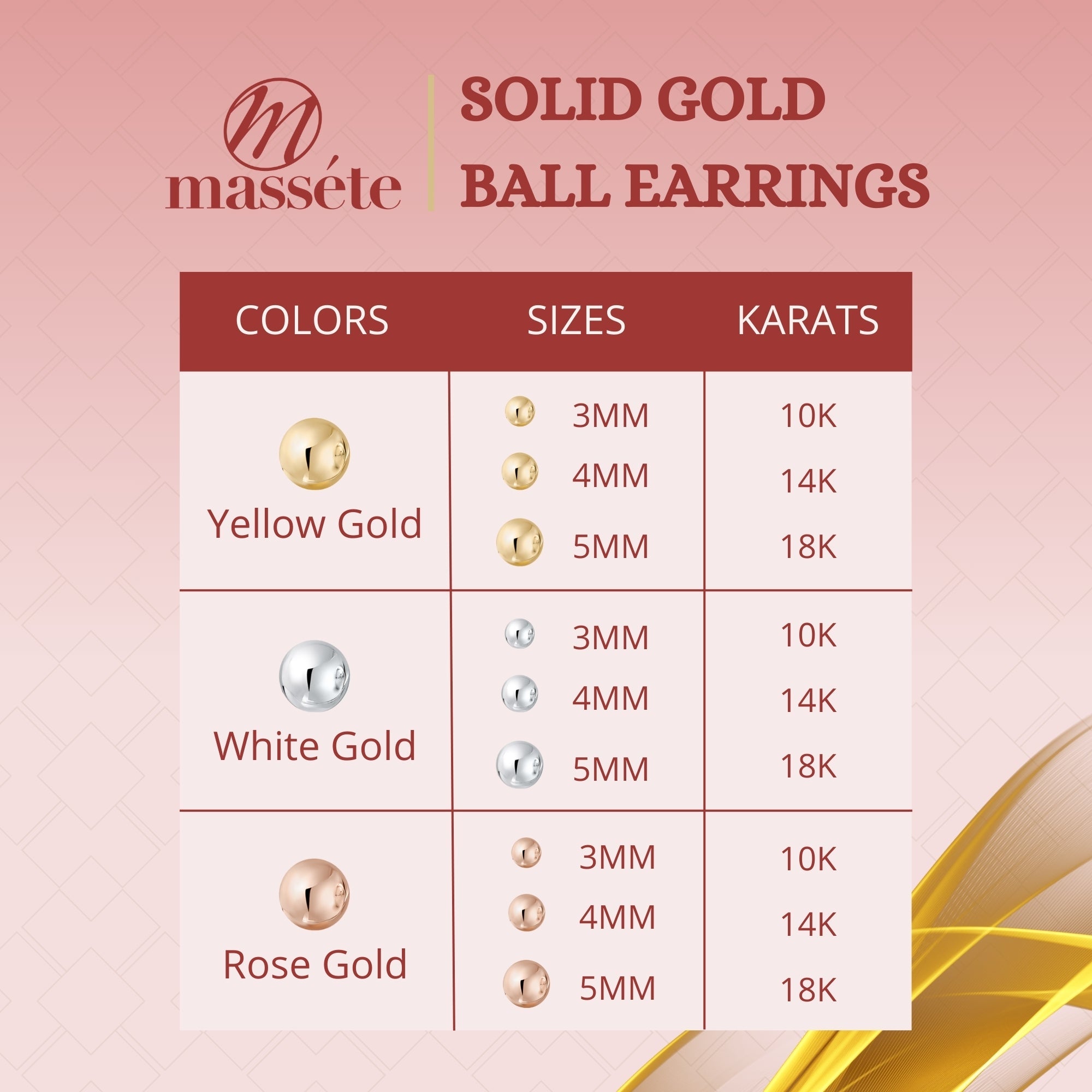 14k Solid Gold Ball Earrings with Flat Covered Back Screwback Shiny Sphere Earring Studs 3mm 4mm 5mm