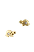 Massete Childrens 14K Gold Screwback Earrings Stud Turtle