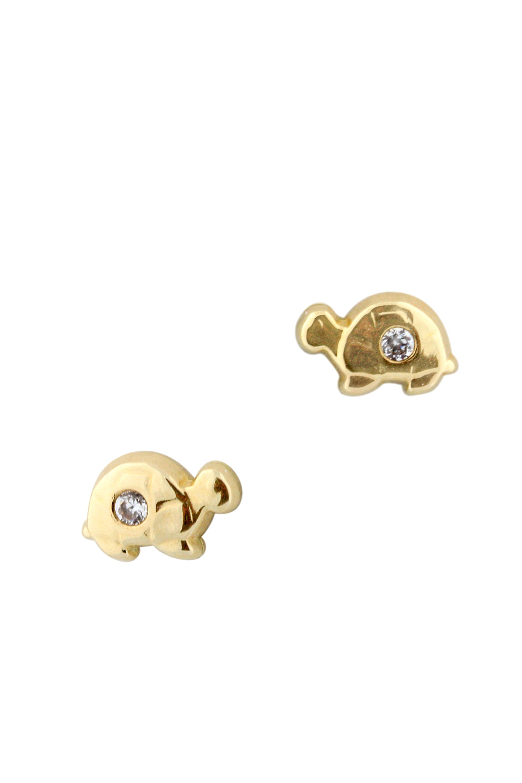 Massete Childrens 14K Gold Screwback Earrings Stud Turtle