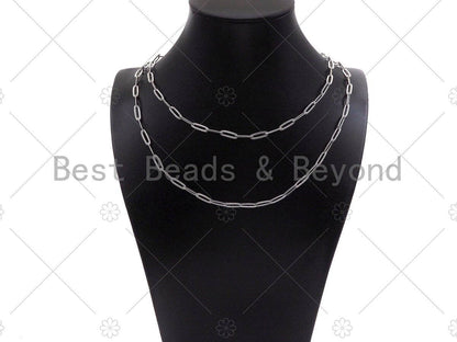4x12mm Stainless Steel Paperclip Chain by Yard, Silver Unfinished Jewelry Chains, Wholesale Paper Clip Chain, non-tarnishing Chain, sku#A99