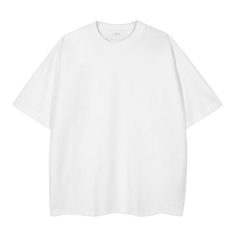 Double Yarn Short Sleeve Sweat-absorbing Cotton T-shirt Top