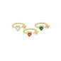 Gold Colorful CZ Heart Twisted Knot Adjustable Ring, Sku#LK877