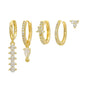 Multi Sets of Blue Flower Pierced Earrings, 4-6pcs, 18k Gold Plated Stud Drop Hoop Huggie Cuff Chain, S925 Needle