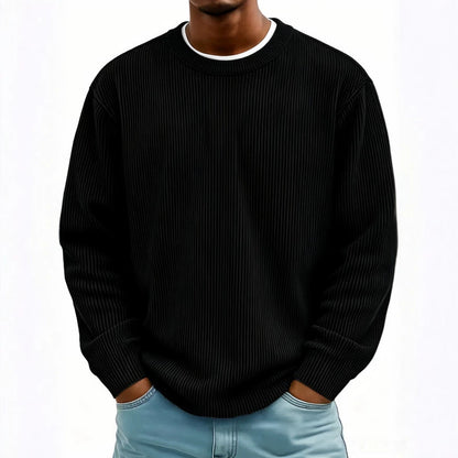 Mens Casual Long-sleeve Crew-neck Corduroy Sweatshirt