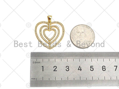 CZ Micro Pave Circled Heart Shape Pendant/Charm,CZ Dainty Gold Charm, 25x26mm,Sku#LD77