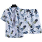 Floral Shirt Set Short Sleeves Retro All-over Floral Print Trendy