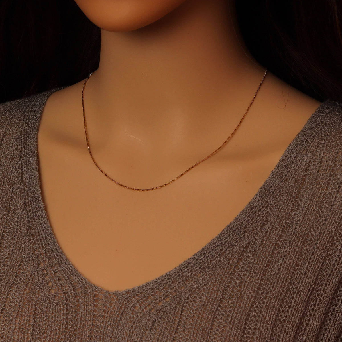 0.8mm/1mm Thin Gold Finished Box Chain Necklace, sku#JD07