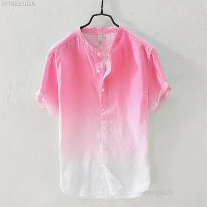 Breathable Comfortable Resort-style Ombre Short-sleeve Shirt