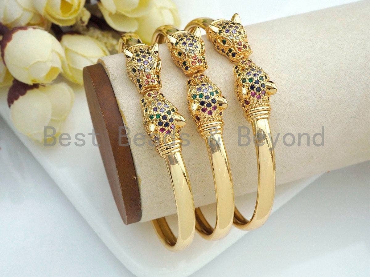 CZ Panther Head Cuff Bracelet, Sku#X155